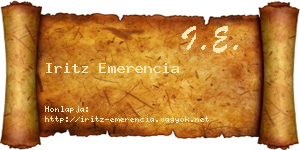Iritz Emerencia névjegykártya